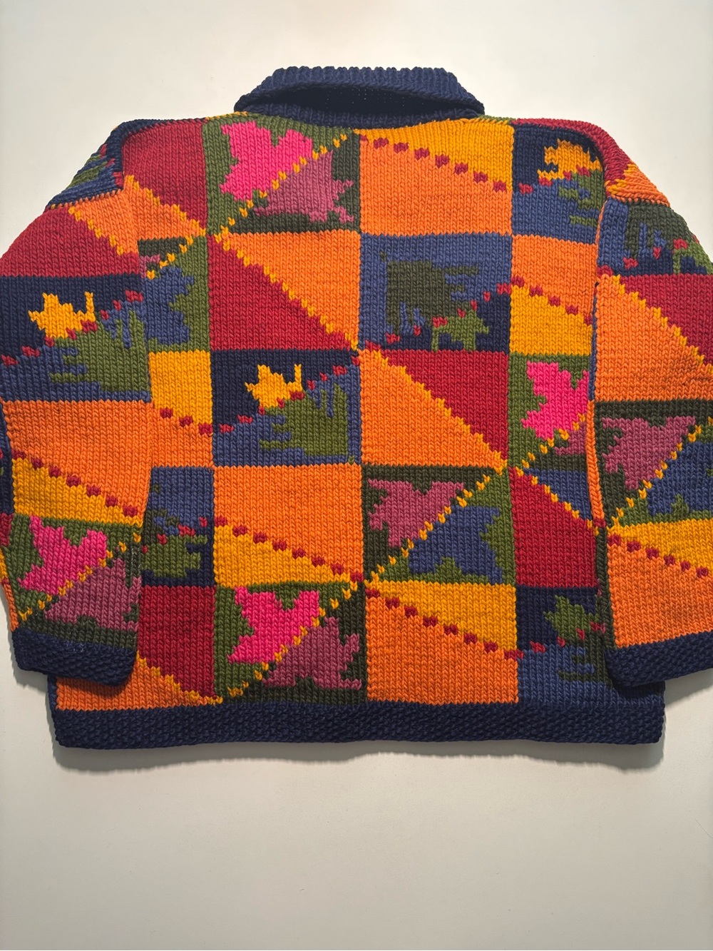 Las Americas 100 percent wool hand knitted sweater vibrant coloured 90s vintage - Picture 5 of 14